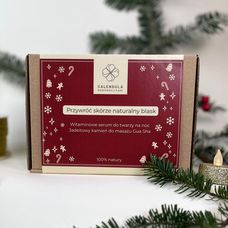 Zestaw prezentowy z nocnym serum witaminowym i jadeitowym kamieniem do masażu